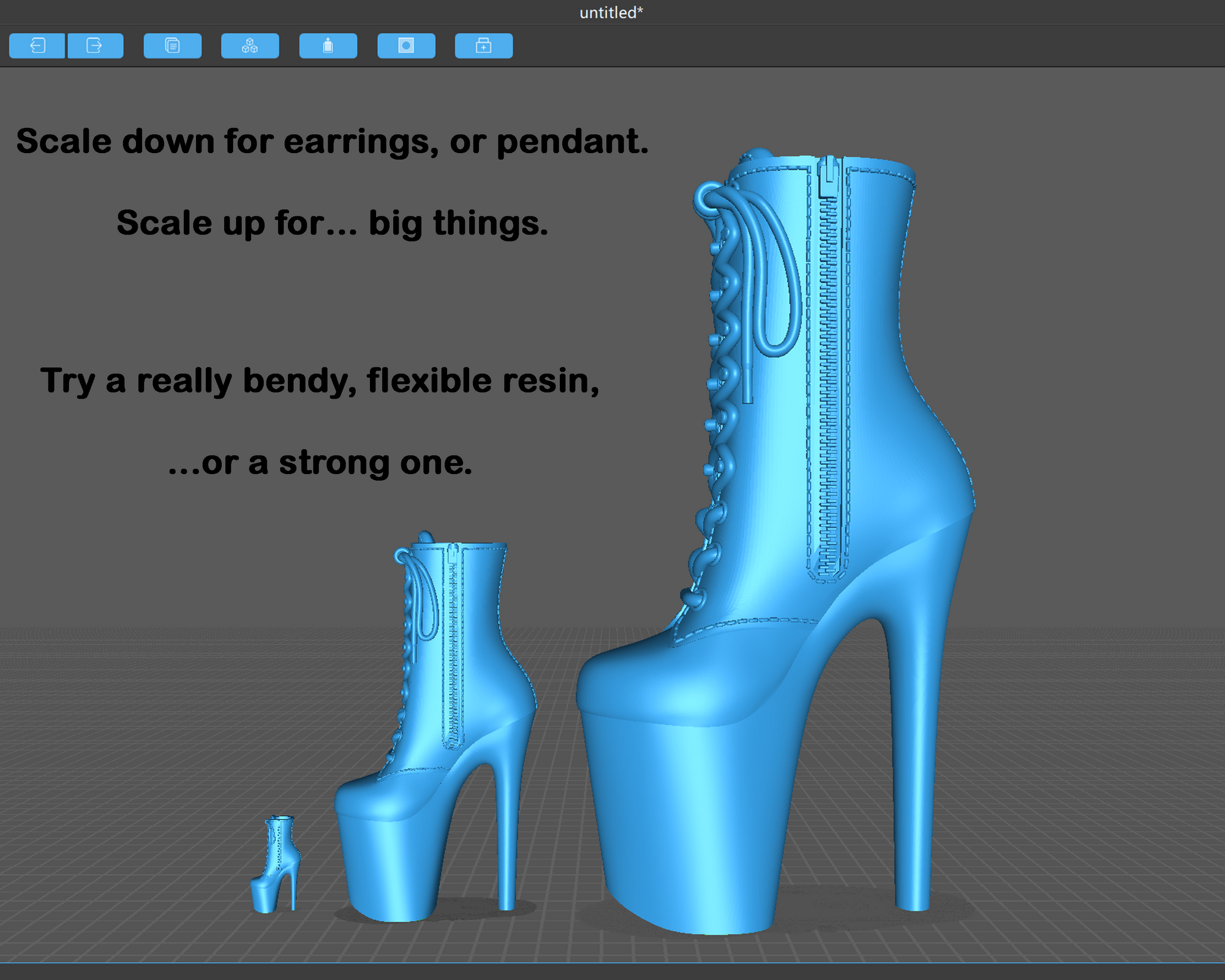 Tiffany - Tall Platform Ankle Boot STL Pair – Right & Left Ankle Boot 3D Print Files for Pole Dancers, DIY Jewelry, Decor, or Fidget Toy. Barbie Bimbocore, Bratz Fembot, Fashion Stilettos
