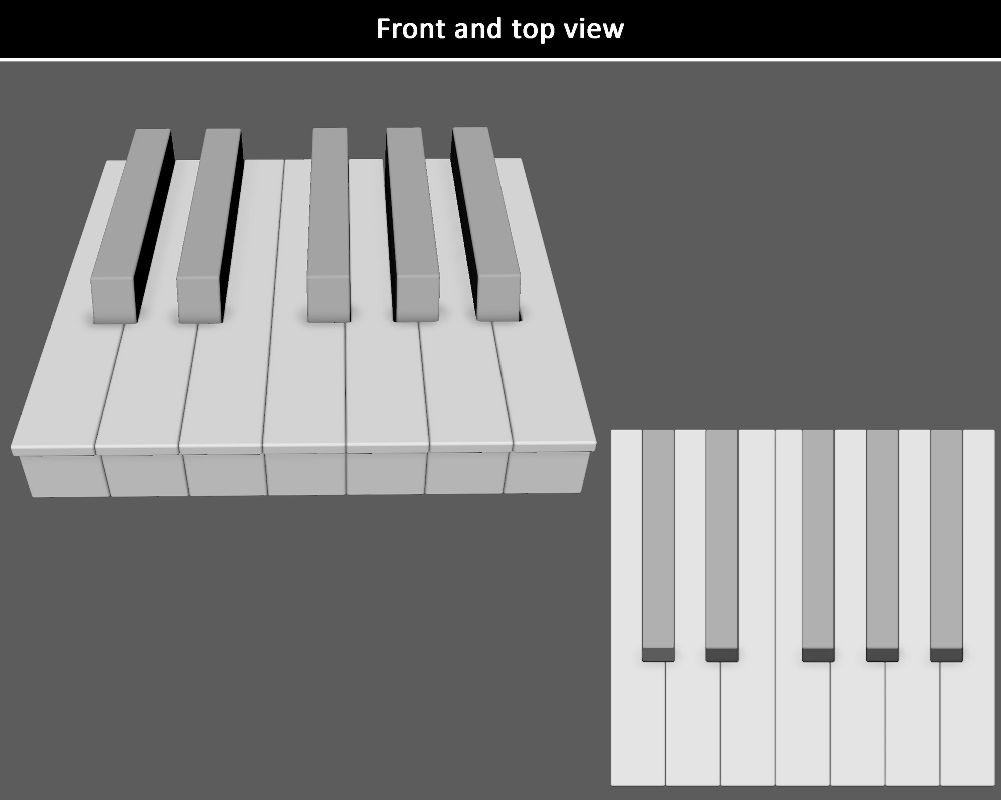 Piano Key STL File – Full Octave of 3D Printable Keys (7 White, 5 Black) – Life-Size for DIY Painting, Decor & Art Projects