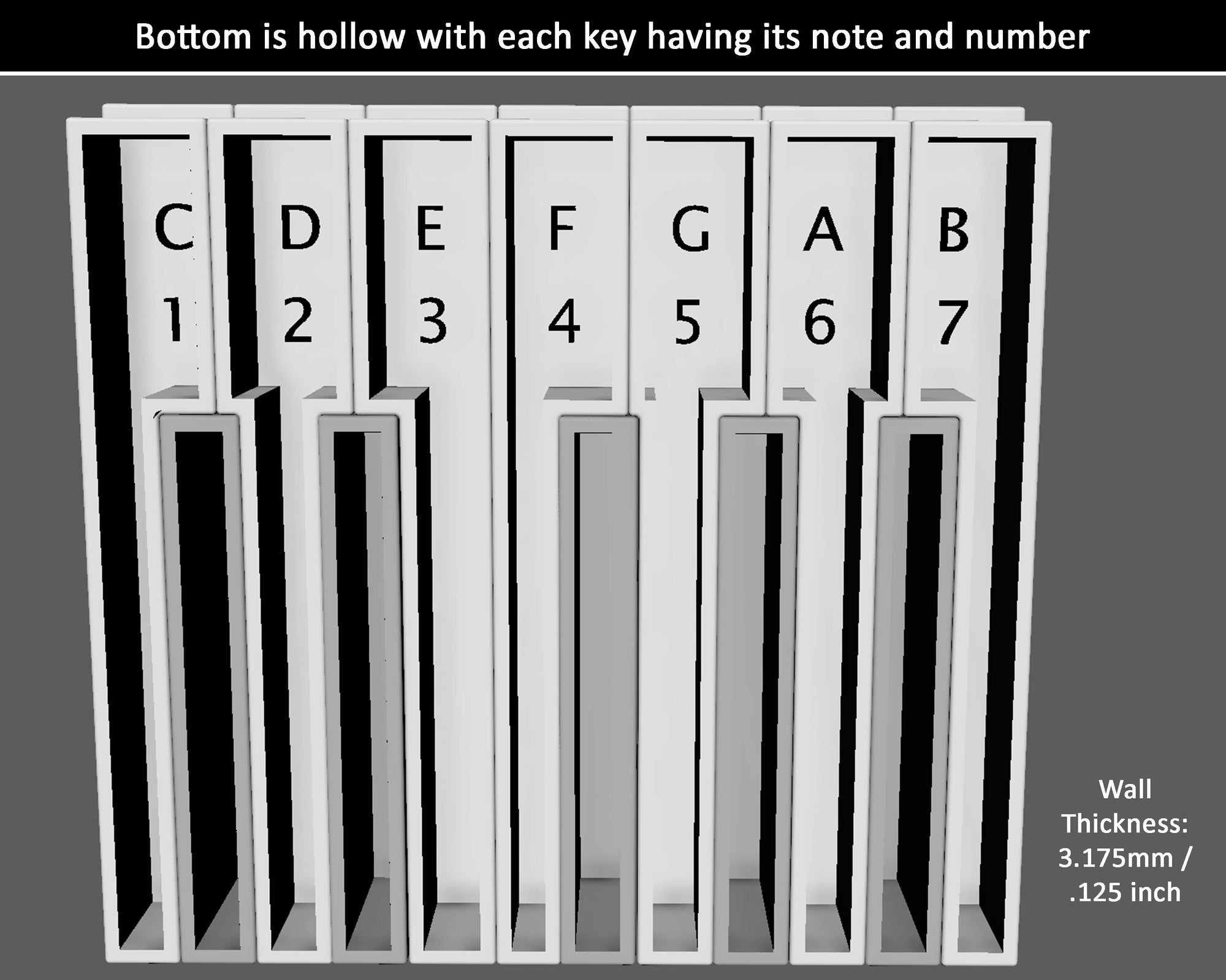 Piano Key STL File – Full Octave of 3D Printable Keys (7 White, 5 Black) – Life-Size for DIY Painting, Decor & Art Projects