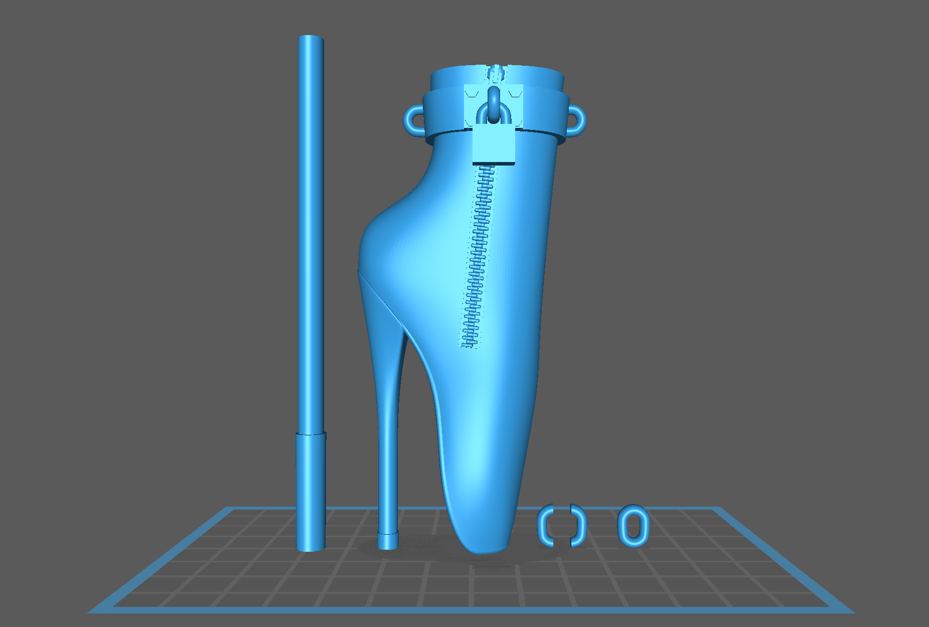 Emily – STL 3D Printable Fetish Heel Pendant with Chain Hooks, Dominatrix Charm or Office Desk Submission Toy